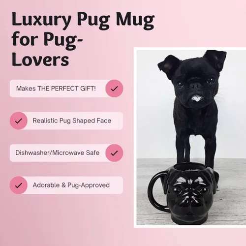 Vista 4 de Taza de café en forma 3D - Regalo de lujo para los amantes de los pug