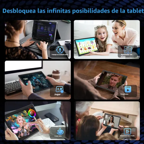 Vista 9 de Tableta Android 15 de 10 pulgadas 2026 con teclado, 26 GB+256 GB, expansión de 2 TB, tablet PC Gemini AI con octa-Core, 8000 mAh, WiFi 5G, GPS, GMS