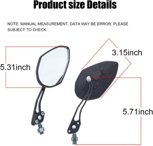 Vista 2 de Espejos de bicicleta para manillar, 2 piezas de seguridad HD espejo retrovisor para manillar, espejos ajustables para bicicleta, espejo retrovisor
