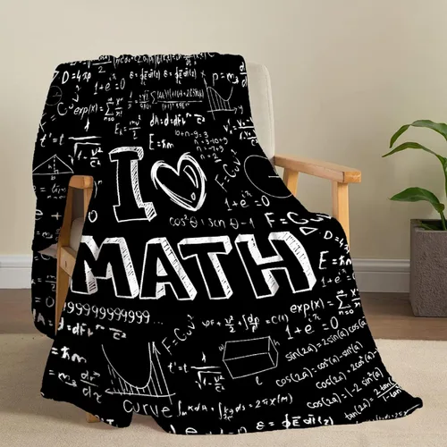 Vista 5 de Manta de franela suave con texto en inglés "I Love Math", para sofá, cama, sofá, regalos de matemáticas para niños y niñas, pequeña de 50 x 40