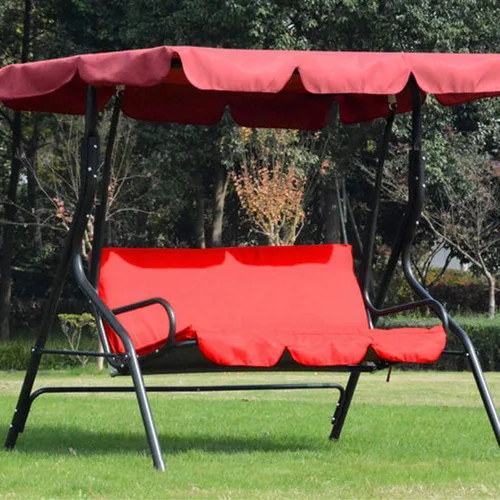 Vista 5 de Oumefar Funda de cojín para silla de columpio de 3 plazas para exteriores, funda de repuesto para patio, jardín (rojo)
