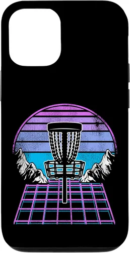 Vista 28 de Disc Golf Basket 90s Synthwave Sunset Retrowave Frisbee Golf Case for iPhone 17