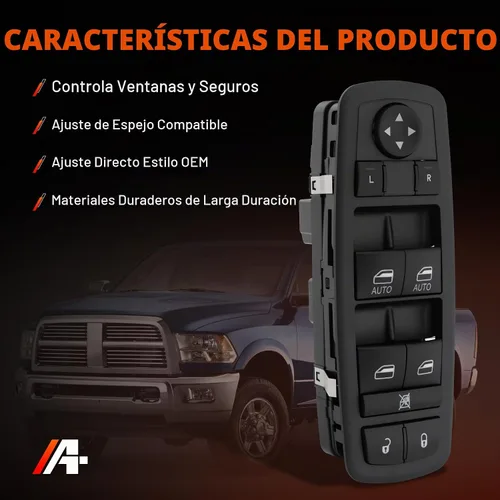 Vista 5 de Interruptor de ventana del lado del conductor con botón de control de potencia maestro de 3 pines + 9 pines Compatible con Dodge Ram 1500 2500