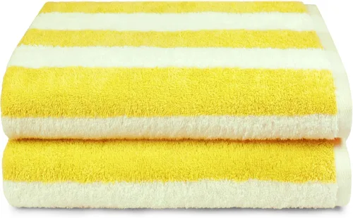 Vista 7 de Amazon Basics Cabana Stripe - Toalla de playa (2 unidades), color amarillo, 60 x 30 pulgadas