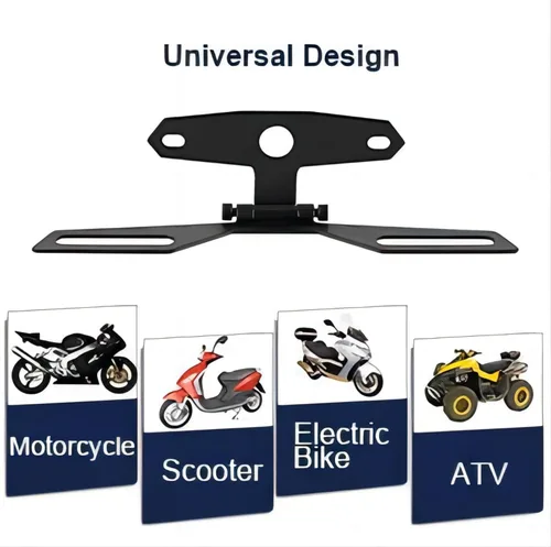 Vista 3 de Soporte ajustable para placa de matrícula de motocicleta - Soporte universal plegable para luz trasera de matrícula