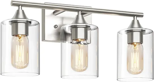 Vista 14 de Luces de Tocador Doradas para Baño, Accesorios de Iluminación de Baño de 2 Luces, Aplique de Pared de Latón Cepillado Dorado, Lámpara de Pared