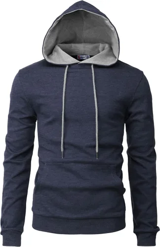 Vista 44 de H2H Sudadera con Capucha Tipo Pullover para Hombre, Ligera, de Manga Larga, con Bolsillo Canguro, Ajuste Ceñido, Básica, Casual, Suéter