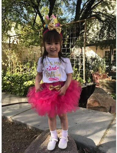 Vista 2 de Shalofer Conjunto de falda de encaje tutú con corona y diadema para bebé niña