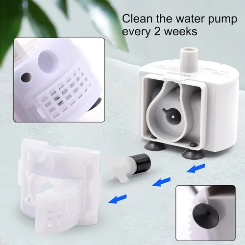 Vista 6 de Bomba de fuente de agua para gatos para fuente de agua de acero inoxidable de 3.2L/108 onzas y fuente de acero inoxidable para gatos de 67 oz/2 L