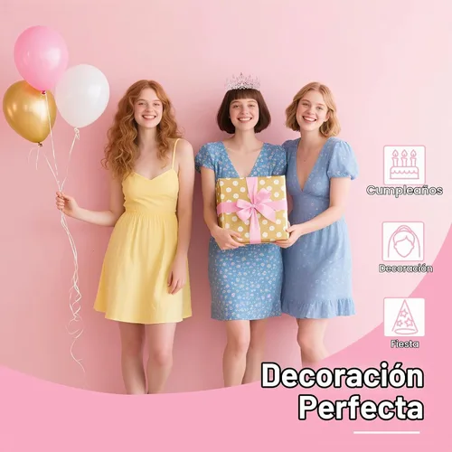 Vista 4 de Tiara de cumpleaños y corona con banda, tiara de cumpleaños para fiesta de mujeres (rosa)