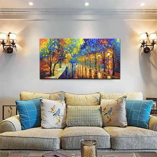 Vista 4 de Tyed Art - Pinturas al óleo de 24 x 48 pulgadas sobre lienzo, arte 100% pintado a mano, obra de arte contemporánea, obra de arte abstracta, arte