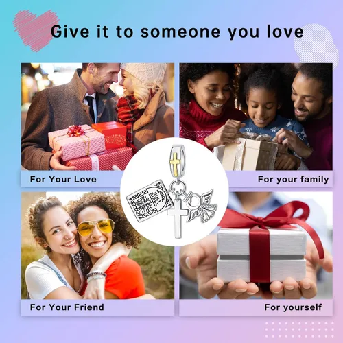 Vista 7 de LUXILLA Love You Best Friend Grandma Wife - Dije de corazón de plata de ley 925 para pulseras, collar, día de San Valentín, día de la madre, regalo