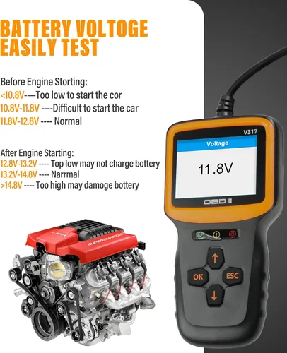 Vista 5 de YAKEFLY Herramienta de diagnóstico con escáner OBD2, lector de códigos OBD2 para auto, lector de códigos de fallas del motor, herramienta de escaneo