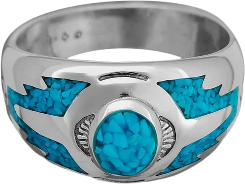 Vista 5 de 925 Sterling Silver Turquoise Sleeping Beauty Ring, Southwestern Design, Handmade Silver Band, Handcrafted Native Jewelry