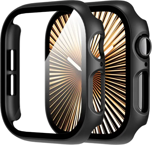 Vista 33 de Diruite Juego de 2 fundas para Apple Watch Series 3/2/1 de 38mm, protector de pantalla de vidrio templado ultradelgado de todo alrededor para iWatch
