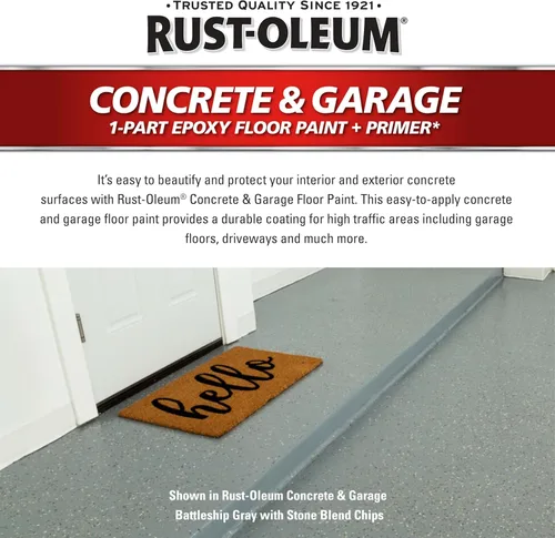 Vista 31 de Rust-Oleum 225359-2PK - Pintura e imprimación para pisos de concreto y garaje, galón, gris armadura satinada, paquete de 2