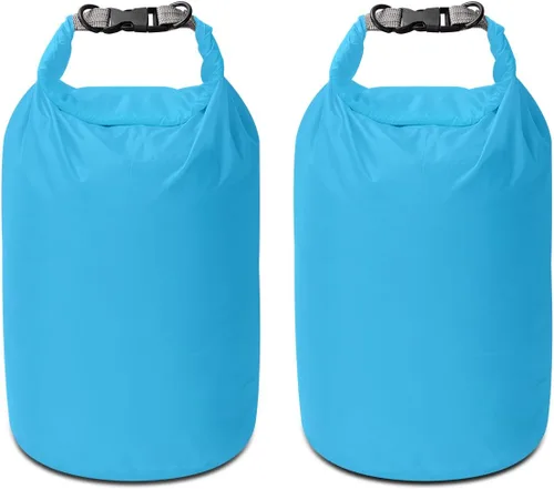 Vista 12 de Juego de bolsas secas, impermeables, pequeñas y ligeras, para tabla de remo, kayak, pesca, campamento (azul, 2 L + 5 + 10 L)