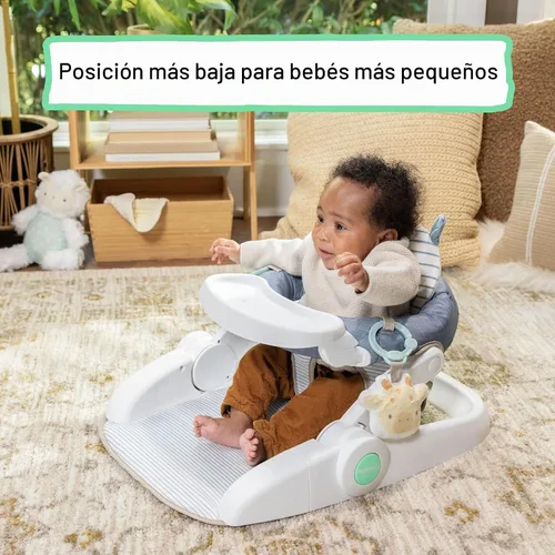 Vista 2 de Ingenuity Prop Spot Asiento de Piso para Aprender a Sentarse para Bebé, Bandeja Removible, 2 Juguetes Enlazables, Estera para Tiempo de Barriga Casi