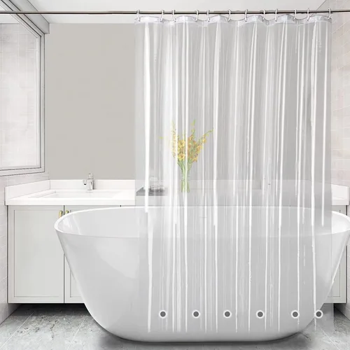 Vista 13 de Cortina de ducha corta transparente de 60 pulgadas de largo, forro de cortina de ducha corta de plástico EVA 7G, 60 pulgadas de largo para baño
