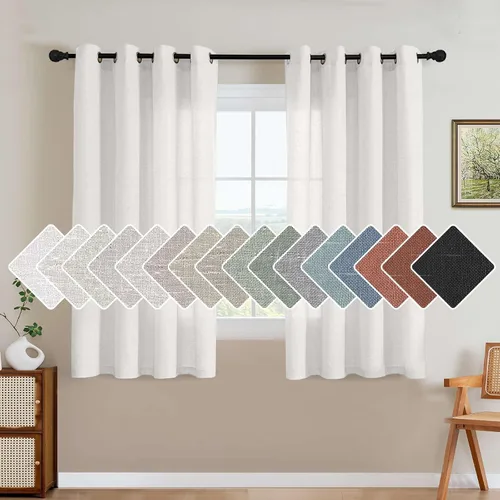 Vista 23 de H.VERSAILTEX Elegant - Cortinas texturizadas de lino natural mezclado con eficiencia energética, filtrado de luz, con ojales de níquel