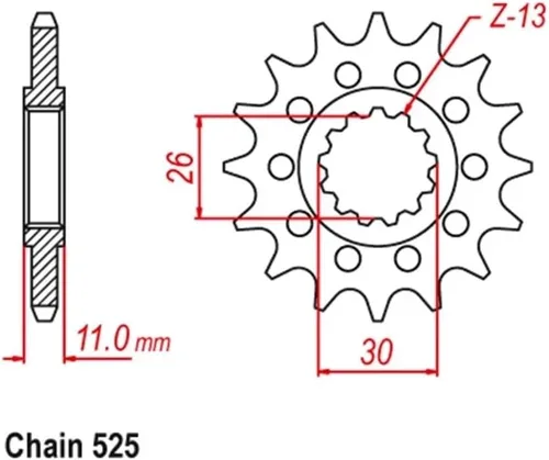 Vista 3 de 525 CNC 16T 46T Piñón trasero delantero de la motocicleta para FZ8 N NA 39P FZ8 S SA Fazer 8 42P FZ 8 2010-2015 piezas de repuesto (16T)