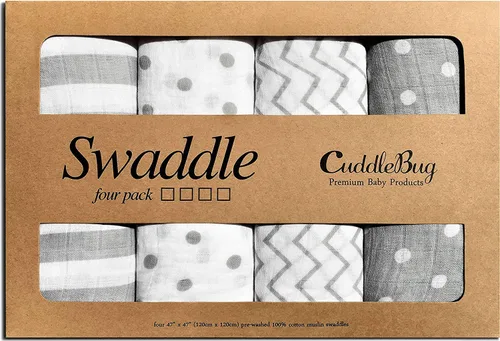 Vista 3 de Cuddlebug Paquete de mantas de muselina para bebé en color gris