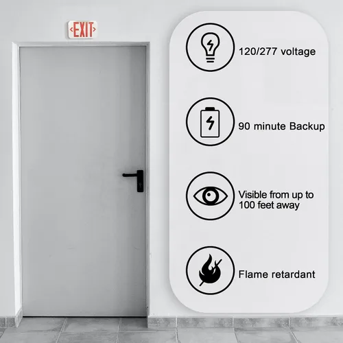 Vista 7 de Ciata Señal de salida de emergencia LED con batería de respaldo, luces de salida de incendios de emergencia, señal de salida iluminada, señales