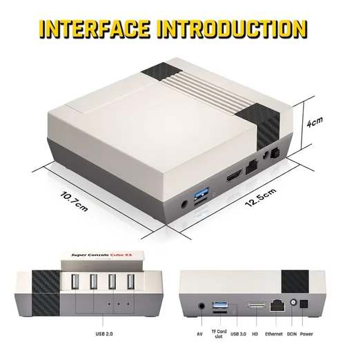 Vista 6 de Kinhank Super Console Cube X3 Built-in 65,000+ Games,Retro Video Game Console Compatible with 60+ Classic Emulators,EmuELEC 4.5 Game System+Android