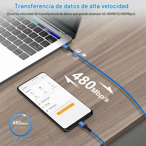 Vista 4 de Cable de carga Samsung de 240 W, cable de carga USBC súper rápido, 6 pies, paquete de 2 cables USB C a USB C, cable de carga de teléfono Android