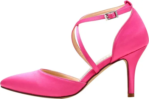 Vista 5 de ELEGANTPARK Tacones para mujer con punta cerrada con tiras puntiagudas de tacón alto de satén puntiagudo, zapatos de vestir de noche para boda