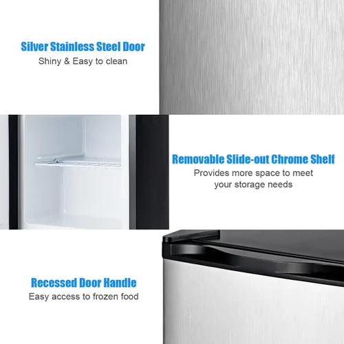 Vista 4 de GOFLAME Refrigerador compacto, mini refrigerador vertical de 1.1 pies cúbicos con puerta reversible y control de termostato ajustable para el hogar