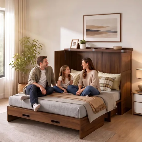 Vista 2 de Mjkone Murphy - Cama de gabinete con colchón plegable de tres pliegues Gris oscuro