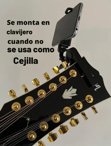 Vista 2 de Smart-Po Cejilla de guitarra para teléfono inteligente Abrazadera de cuello compatible con Android y iPhone Soporte para teléfono celular Ayuda