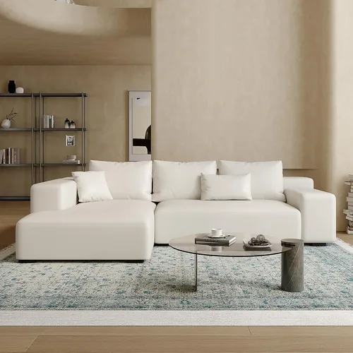 Vista 9 de Acanva Juego de sofá seccional modular en forma de L de tamaño grande moderno para sala de estar, sofá de esquina de 4 plazas de estilo minimalista