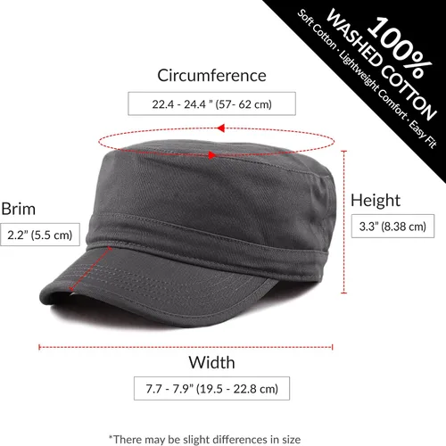 Vista 3 de The Hat Depot Cadet Military Army - Gorra de béisbol de algodón lavado con teñido anudado y algodón lavado básico y desgastado, gorra de algodón
