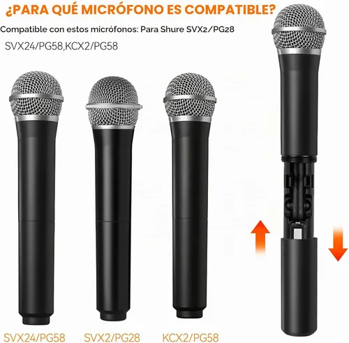 Vista 2 de Paquete de 2 fundas de batería de repuesto para micrófono inalámbrico Shure SVX2/PG28, SVX24/PG58, KCX2/PG58 para reparar la parte rota
