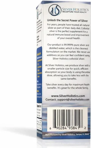 Vista 7 de Silver Holistics - Paquete de líquido de plata coloidal – Incluye botella de vidrio de 4 onzas y solución de repuesto de vidrio de 16 onzas