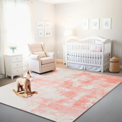 Vista 287 de Istana Alfombra larga antideslizante de 2.5 x 8 para el hogar, para pasillo y cocina, lavable, sedosa y suave al tacto, elegante, color azul y marfil