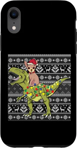 Vista 9 de iPhone 12 mini Chihuahua on Trex dinosaurio feo suéter navideño fresco divertido caso