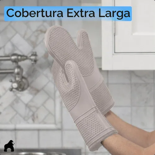 Vista 8 de GORILLA GRIP - Juego de guantes de horno de silicona suave sin BPA, guantes de cocina resistentes al calor e impermeables, forro de algodón grueso