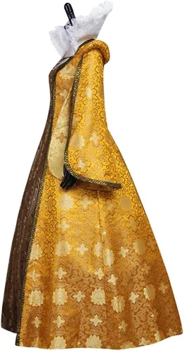 Vista 3 de Collar de pie reina Elizabeth Cosplay traje medieval oro vestido de bola