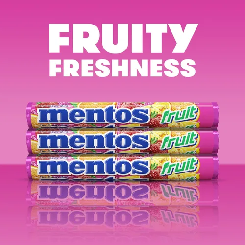 Vista 5 de Mentos Rollo de caramelo de menta masticable, fruta, 14 piezas por rollo (paquete de 1)