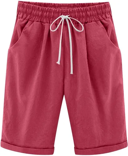 Vista 25 de Pantalones cortos sólidos con control de barriga, casuales, con cordón, cómodos, para mujer, pantalones cortos ligeros de verano para correr 2023