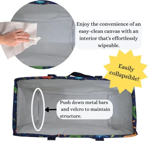 Vista 480 de NGIL Bolsa de comestibles reutilizable extra grande plegable de gran tamaño para comestibles, almacenamiento, picnic, playa, Estampado