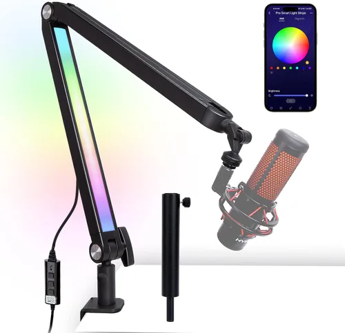 Vista 9 de Pantalla antiviento de micrófono Filtro Pop Compatible con HyperX QuadCast - Cubierta de espuma para micrófono con pantalla antiviento peluda