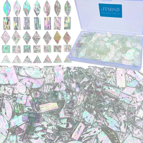 Vista 24 de LITMIND Azulejos de Mosaico de Vidrio Iridiscente Estilo Vitral para Manualidades, 240 Piezas 5 Formas Mixtas de Piezas de Vidrio de Mosaico, Kits