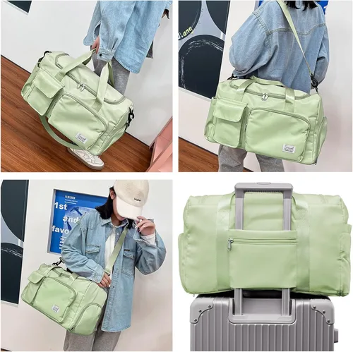 Vista 6 de Suruid Bolsa de gimnasio deportiva con compartimento para zapatos, bolsa de viaje con bolsillo separado seco y húmedo para hombres y mujeres, bolsa