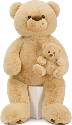Vista 9 de MorisMos Oso de peluche gigante con corbata de 4 pies, 47 pulgadas, oso de peluche grande clásico, regalo para novia novio en cumpleaños, azul