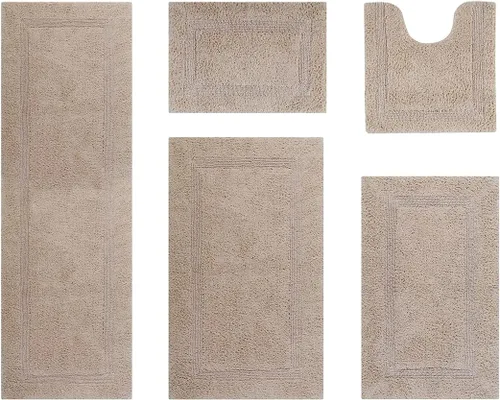 Vista 354 de Better Trends - Juego de 2 alfombras de baño 100% algodón, extra suaves, con borlas, de 17" x 24", alfombra de baño superabsorbente y reversible
