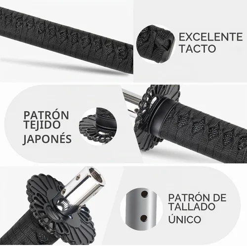 Vista 4 de Pomo de palanca de cambios estilo Katana, espada Samurái, universal para autos manuales con adaptadores, negro (26 cm)